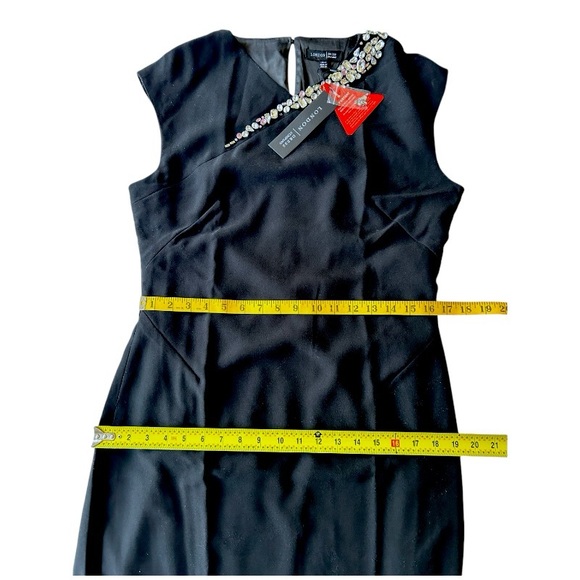 $159 London Dress Embellished Neck Bodycon Sheath 10 Large Black Jewel Shoulder - Picture 10 of 16